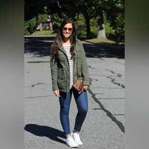 Latte Black Women’s Olive Green Hooded Utility Jacket Size XL